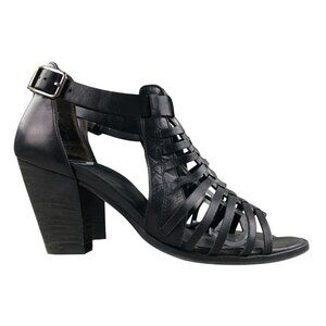Paul Green Size 5 (US 7.5) Christy Black Leather Open Toe High Heel Sandals FAIR